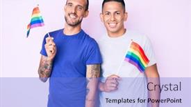  Presentation with lgbtq - PPT theme enhanced with young-gay-couple-of-two background and a light blue colored foreground