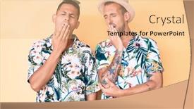  Presentation with hawaiian - Presentation theme with young-gay-couple-of-two background and a lemonade colored foreground