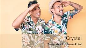  Presentation with hawaiian - Audience pleasing PPT theme consisting of young-gay-couple-of-two backdrop and a lemonade colored foreground