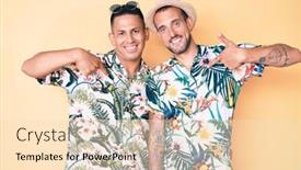  Presentation with hawaiian - Audience pleasing presentation consisting of young-gay-couple-of-two backdrop and a lemonade colored foreground
