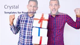  Presentation with gay - Colorful slide set enhanced with young-gay-couple-of-two backdrop and a sky blue colored foreground