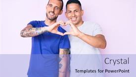  Presentation with romantic love - PPT layouts having young-gay-couple-of-two background and a light blue colored foreground