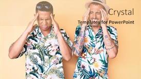  Presentation with stress men - Amazing slide deck having young-gay-couple-of-two backdrop and a lemonade colored foreground