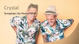  Presentation with hawaiian - PPT theme consisting of young-gay-couple-of-two background and a lemonade colored foreground