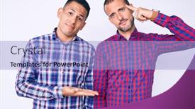  Presentation with think - Presentation theme consisting of young-gay-couple-of-two background and a light blue colored foreground