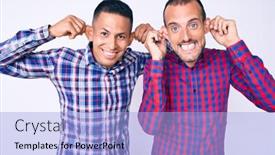  Presentation with gay - Presentation design with young-gay-couple-of-two background and a light blue colored foreground