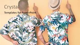  Presentation with hawaiian - Audience pleasing PPT theme consisting of young-gay-couple-of-two backdrop and a lemonade colored foreground