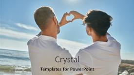  Presentation with heart hands - Theme consisting of young-gay-couple-on-back background and a light gray colored foreground