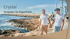  Presentation with gay - Presentation theme having young-gay-couple-smiling-happy background and a light blue colored foreground