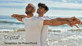  Presentation with breathing - Beautiful slide deck featuring young-gay-couple-smiling-happy backdrop and a light gray colored foreground