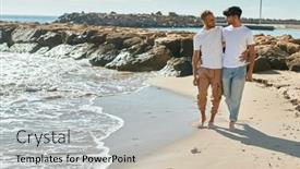  Presentation with young happy couple - Theme enhanced with young-gay-couple-smiling-happy background and a light gray colored foreground