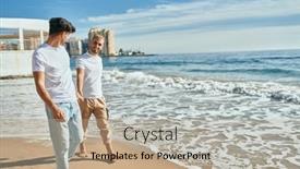  Presentation with young happy couple - Presentation with young-gay-couple-smiling-happy background and a coral colored foreground