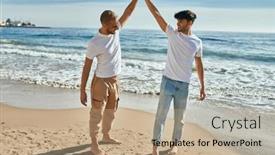  Presentation with gay - Presentation theme having young-gay-couple-smiling-happy background and a coral colored foreground