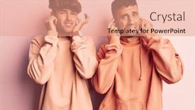  Presentation with noise - Cool new PPT theme with young-gay-couple-wearing-casual backdrop and a coral colored foreground