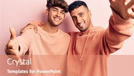  Presentation with gay - Cool new presentation design with young-gay-couple-wearing-casual backdrop and a coral colored foreground