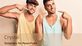  Presentation with gay - Amazing slide deck having young-gay-couple-wearing-casual backdrop and a coral colored foreground