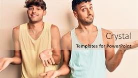  Presentation with casual young people - Audience pleasing theme consisting of young-gay-couple-wearing-casual backdrop and a lemonade colored foreground