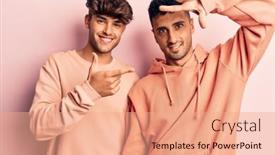  Presentation with gay - Presentation design featuring young-gay-couple-wearing-casual background and a coral colored foreground
