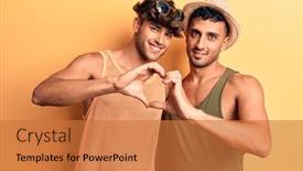  Presentation with gay - Audience pleasing slide deck consisting of young-gay-couple-wearing-summer backdrop and a red colored foreground