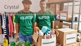  Presentation with volunteer - Slides featuring young-gay-couple-wearing-volunteer background and a coral colored foreground