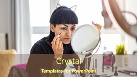  Presentation with gender - Presentation theme featuring young-gender-fluid-person-applying background and a tawny brown colored foreground