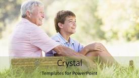  Presentation with grandfather - Colorful slides enhanced with young generation - grandfather and grandson backdrop and a  colored foreground