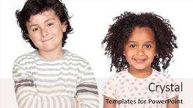  Presentation with children - PPT layouts enhanced with young generation - two beautiful children isolated background and a  colored foreground