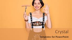  Presentation with blue eyes - Slide deck enhanced with young-german-woman-with-blue background and a yellow colored foreground