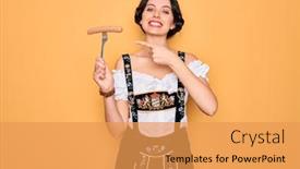  Presentation with blue eyes - Amazing presentation theme having young-german-woman-with-blue backdrop and a yellow colored foreground