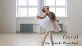  Presentation with dance - PPT theme featuring young-gifted-dancer-in-tutu background and a light gray colored foreground