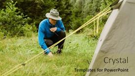  Presentation with tent - Theme having young-ginger-man-tourist-wearing background and a yellow colored foreground