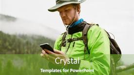  Presentation with trekking - PPT theme with young-ginger-man-wearing-trekking background and a shamrock green colored foreground