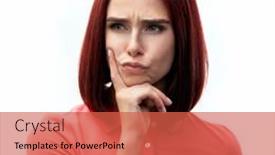  Presentation with pink white - Cool new PPT layouts with young-ginger-pensive-woman-wearing backdrop and a red colored foreground
