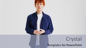  Presentation with upwards - PPT theme enhanced with young-ginger-puzzled-man-posing background and a light blue colored foreground