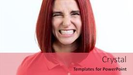 Presentation with pink white - Audience pleasing presentation theme consisting of young-ginger-woman-wearing-pink backdrop and a red colored foreground