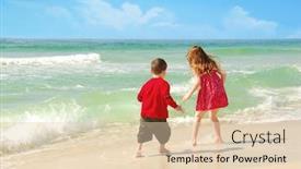  Presentation with pretty girl - Theme with young-girl-and-boy-playing background and a lemonade colored foreground