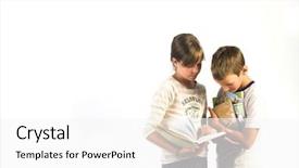  Presentation with child girl reading a book - Cool new slides with young girl and boy reading backdrop and a  colored foreground