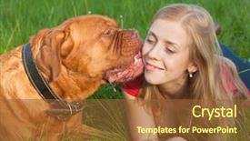  Presentation with dog - Presentation design enhanced with young girl and her dog french mastiff dogue de bordeaux background and a tawny brown colored foreground