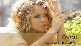  Presentation with jasmine spring flowers - Slides having young girl and spring flowers background and a gold colored foreground