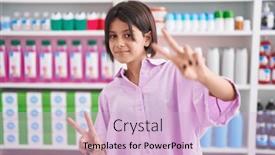  Presentation with pharmacy - Slides having young-girl-at-pharmacy-drugstore and a  colored foreground