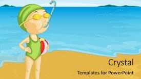  Presentation with beach - Amazing slide set having young girl at the beach backdrop and a  colored foreground