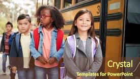  Presentation with school bus - Theme enhanced with young girl at the head background and a tawny brown colored foreground