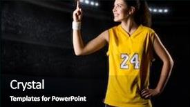  Presentation with basketball - Presentation design featuring young girl basketball player background and a black colored foreground