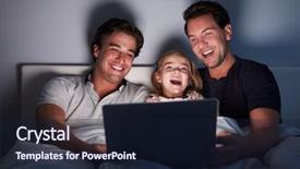  Presentation with horses and girl - Presentation theme featuring young girl bed watching laptop male gay parents background and a wine colored foreground