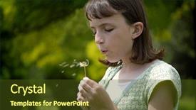  Presentation with dubai skyline on blue sky - PPT theme with young girl blowing a dandilion background and a  colored foreground