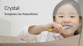  Presentation with teeth - Presentation enhanced with young girl brushing her teeth background and a white colored foreground
