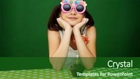  Presentation with happy birthday cake - Cool new presentation theme with red sale tags with inscription sale on wooden background top view copy space for text backdrop and a soft green colored foreground.