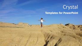  Presentation with rocky - Colorful PPT layouts enhanced with young-girl-climbing-rocky-formations backdrop and a teal colored foreground