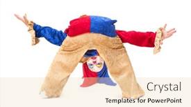  Presentation with deep - Beautiful slide set featuring young-girl-clown-greeting backdrop and a  colored foreground