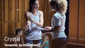  Presentation with locker room - Presentation theme consisting of young-girl-consutation background and a tawny brown colored foreground